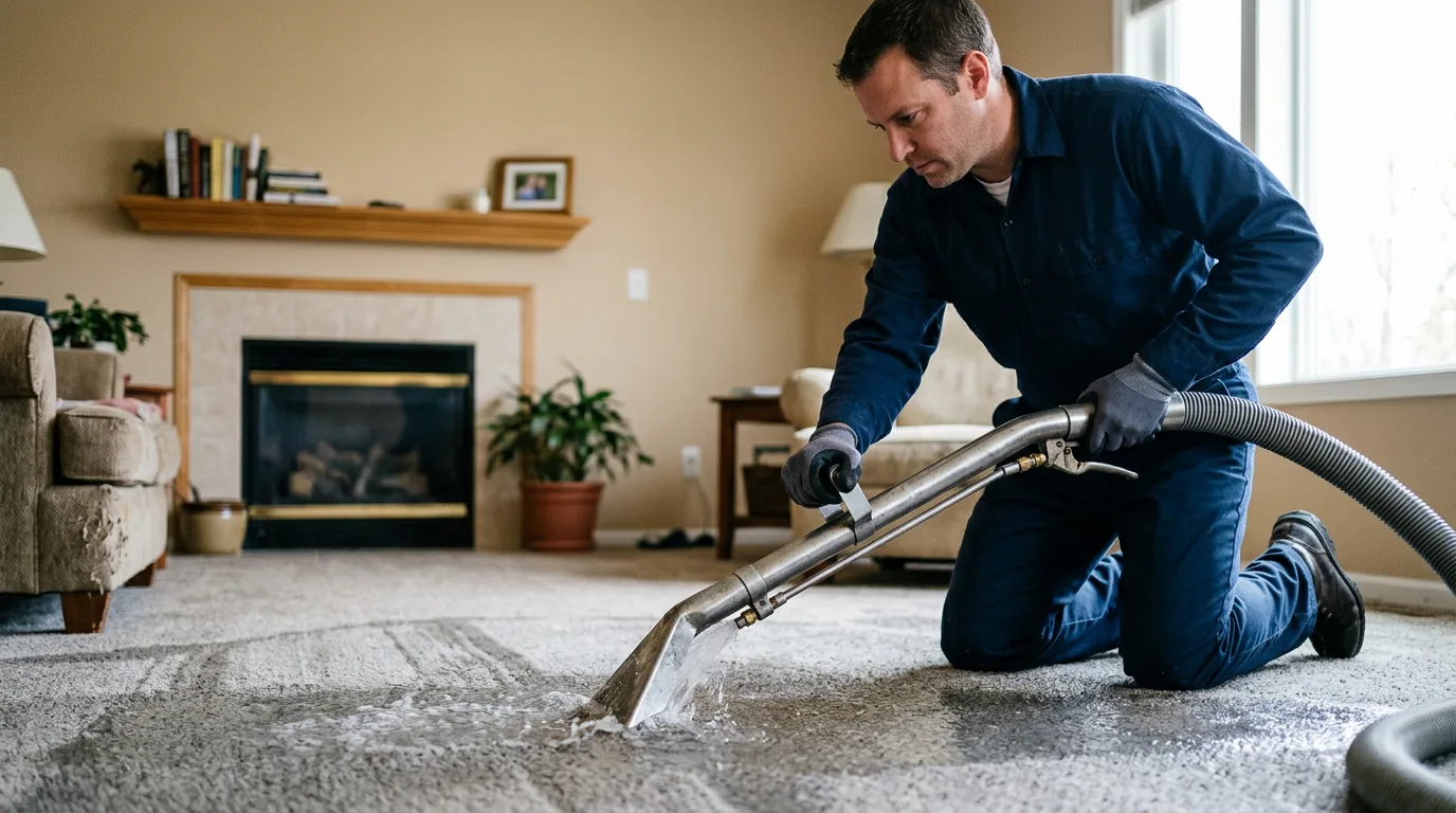 Water damage restoration technician working near Caseville, MI